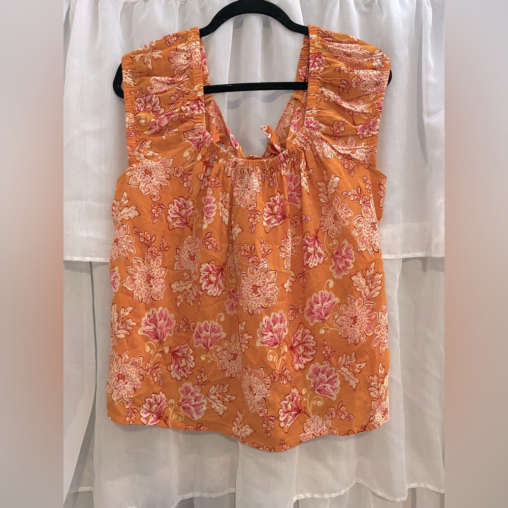Old Navy Orange floral print blouse